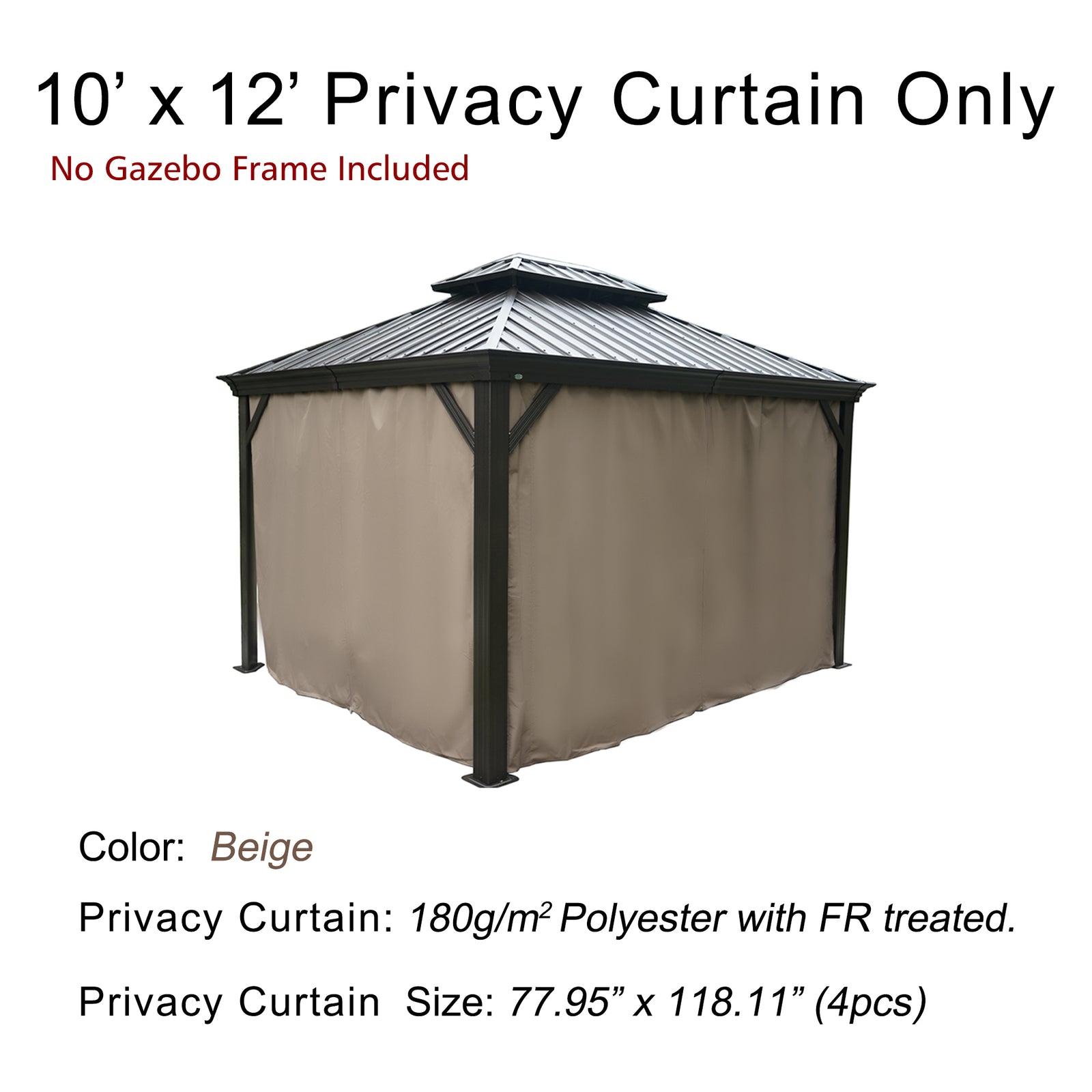 Kozyard 10' x12' Curtains for Alexander 10'x12' Gazebo