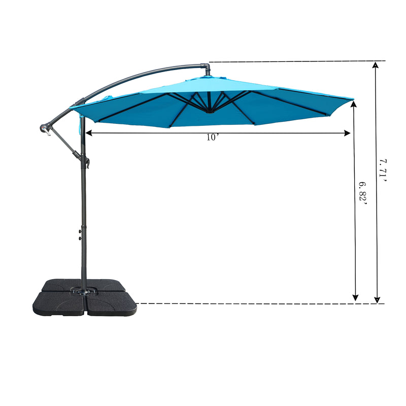ozyard 10' Large Outdoor Patio Umbrella with Base (Square 40"x40"), Offset Cantilever Hanging Market Style, Ideal for Balcony, Patio Table, Garden Terrace