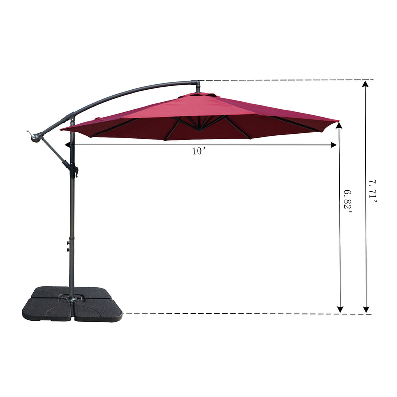 ozyard 10' Large Outdoor Patio Umbrella with Base (Square 40"x40"), Offset Cantilever Hanging Market Style, Ideal for Balcony, Patio Table, Garden Terrace