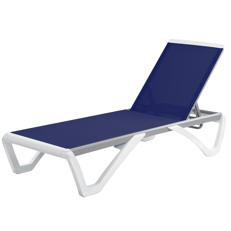 Kozyard Alan Full Flat Alumium and Polypropylene Resin Legs Patio Reclining Adustable Chaise Lounge with Sunbathing Textilence, 5 Adjustable Position