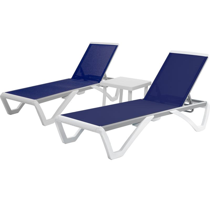 Kozyard Alan Full Flat Alumium and Polypropylene Resin Legs Patio Reclining Adustable Chaise Lounge with Sunbathing Textilence, 5 Adjustable Position