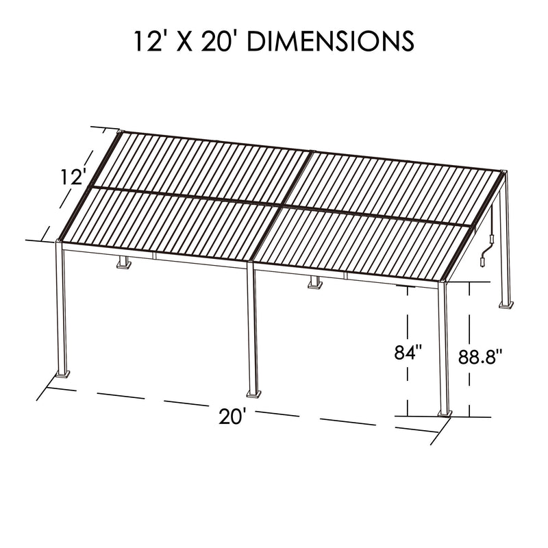 Kozyard Elizabeth Outdoor Louvered Pergola Sun Shade Aluminum Pergola Rainproof Gazebo with Adjustable Roof for Outdoor Deck Patio Garden Yard