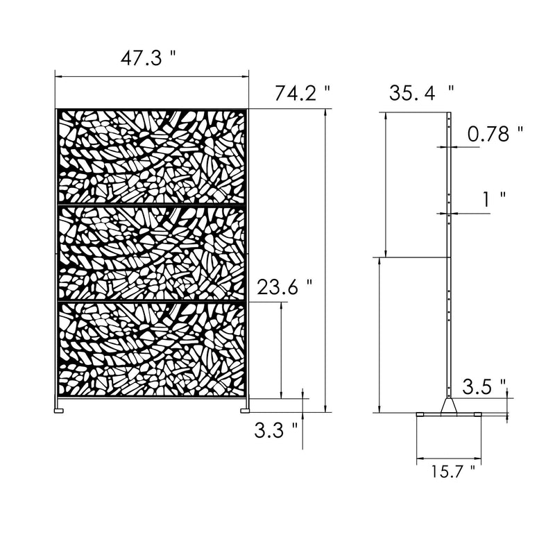 Kozyard Metal Privacy Screen Decorative Outdoor Divider with Stand Panels Freestanding Screen Set for Deck Patio Balcony Garden Outdoor Indoor