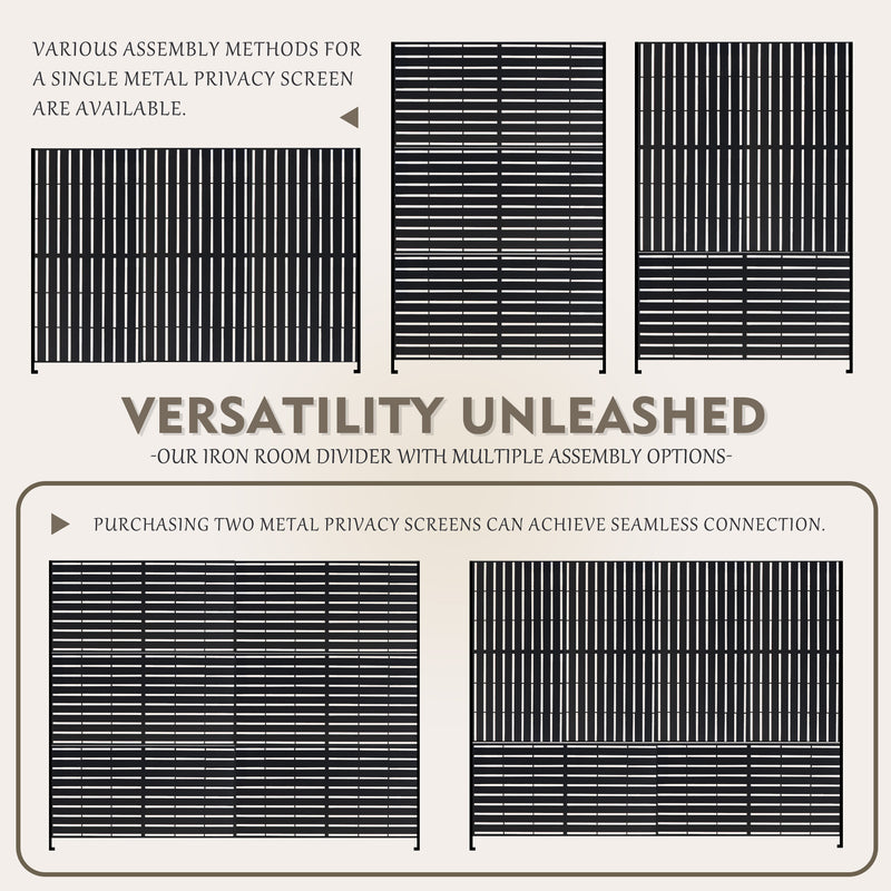 Kozyard Metal Privacy Screen Decorative Outdoor Divider with Stand Panels Freestanding Screen Set for Deck Patio Balcony Garden Outdoor Indoor