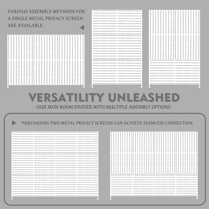 Kozyard Metal Privacy Screen Decorative Outdoor Divider with Stand Panels Freestanding Screen Set for Deck Patio Balcony Garden Outdoor Indoor