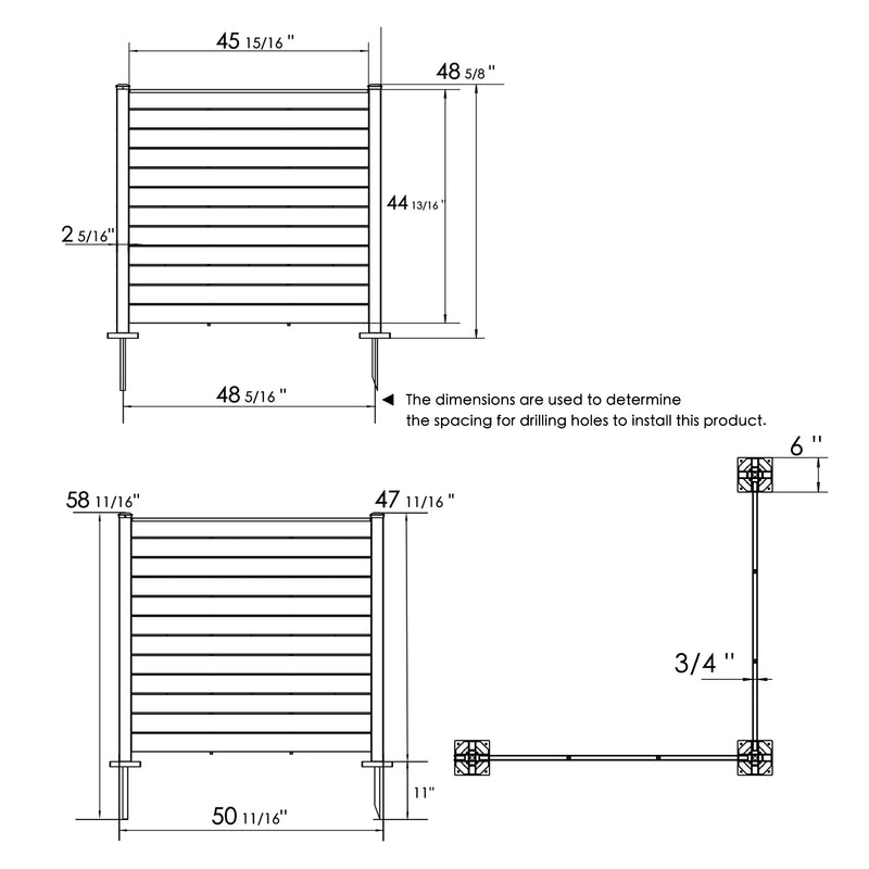 Kozyard 50"W x 47"H Outdoor Privacy Screens - Air Conditioner Fence Panels, Pool Equipment Enclosure, Trash Can Screens Fence Kit for Outside Backyard Patio