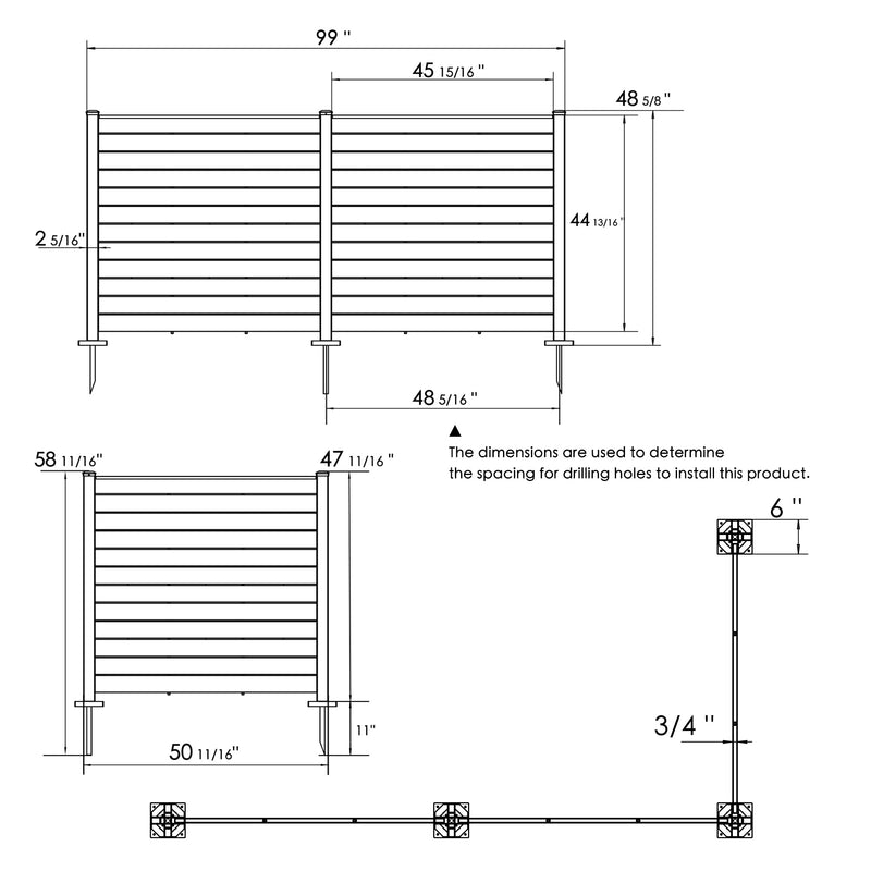 Kozyard 50"W x 47"H Outdoor Privacy Screens - Air Conditioner Fence Panels, Pool Equipment Enclosure, Trash Can Screens Fence Kit for Outside Backyard Patio