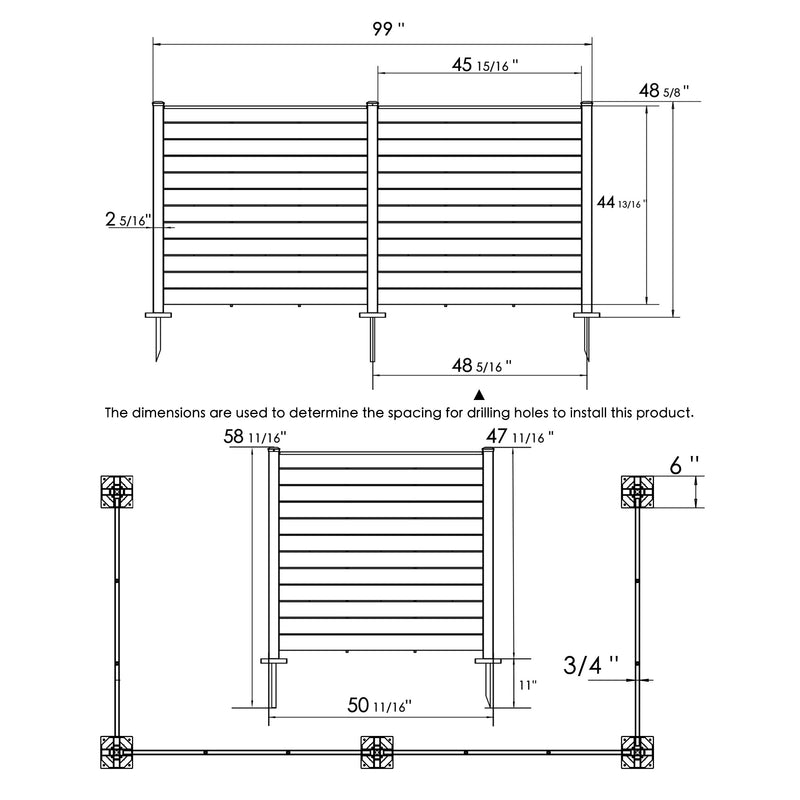 Kozyard 50"W x 47"H Outdoor Privacy Screens - Air Conditioner Fence Panels, Pool Equipment Enclosure, Trash Can Screens Fence Kit for Outside Backyard Patio