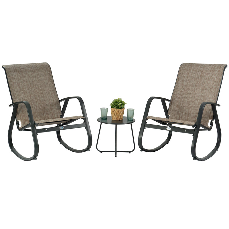 Kozyard Patio Rocking Chair Set of 3, Outdoor Contemporary Patio Rocking Sling Chair with Breathable Mesh Fabric Seat, Powder Coated Aluminum Frame for Patio, Porch, Yard, Garden