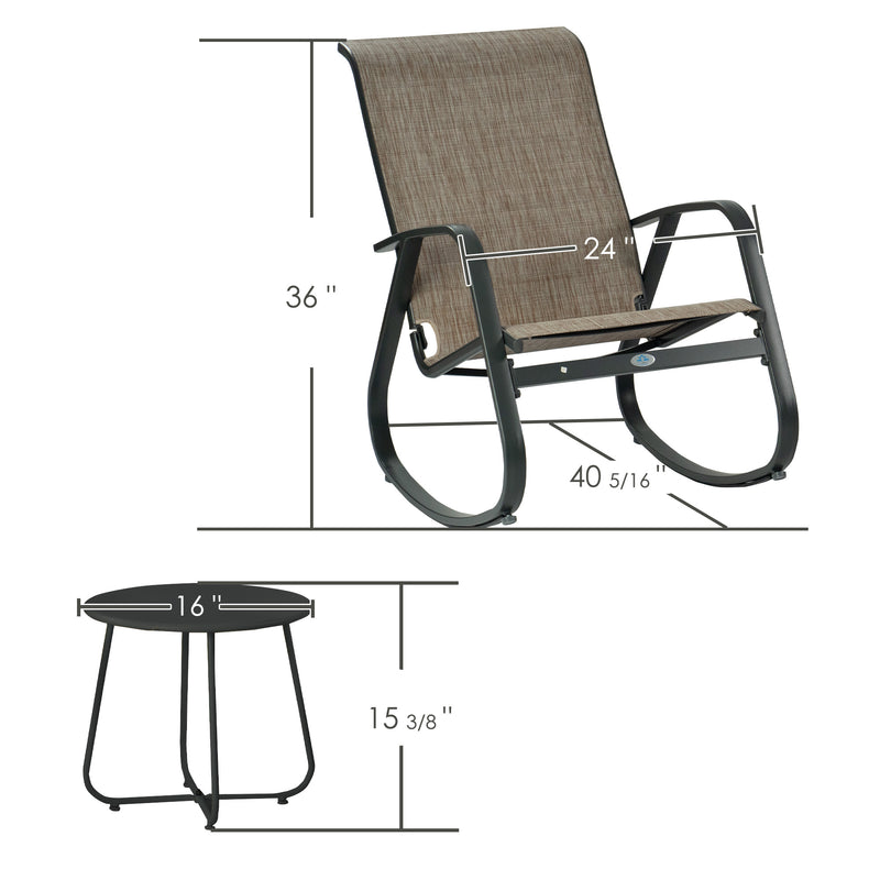 Kozyard Patio Rocking Chair Set of 3, Outdoor Contemporary Patio Rocking Sling Chair with Breathable Mesh Fabric Seat, Powder Coated Aluminum Frame for Patio, Porch, Yard, Garden