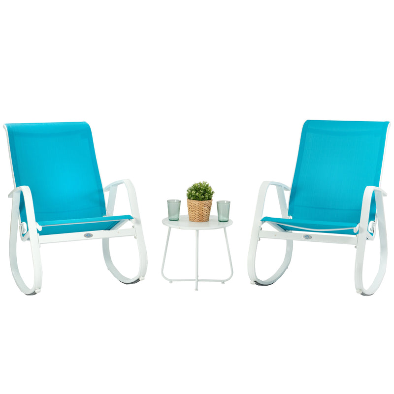 Kozyard Patio Rocking Chair Set of 3, Outdoor Contemporary Patio Rocking Sling Chair with Breathable Mesh Fabric Seat, Powder Coated Aluminum Frame for Patio, Porch, Yard, Garden