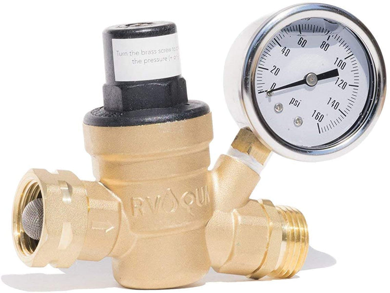 Adjusting RV Water Pressure Regulator with Gauge