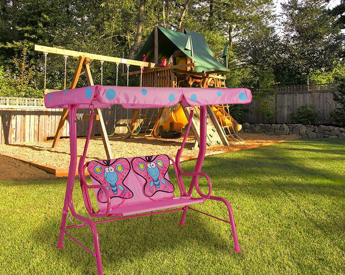 Kozyard Ava Kids 2 Seats Patio Swing Adjustable Canopy and Safety Bel