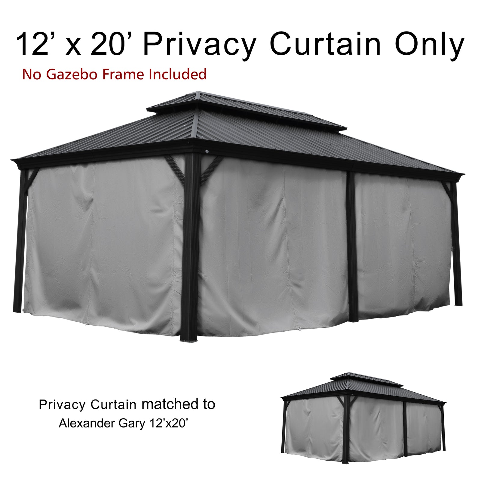 Kozyard 12' x 20' Curtains for Alexander 12'x20' Gazebo